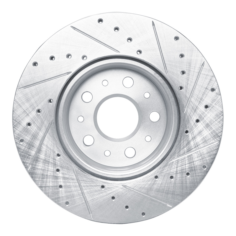 Picture of RNC Brake Rotor - Drill & Slot - R1 14-20 Cadillac CT6 Front Left Drilled & Slotted Silver Brake Rotor rnc631-46038L