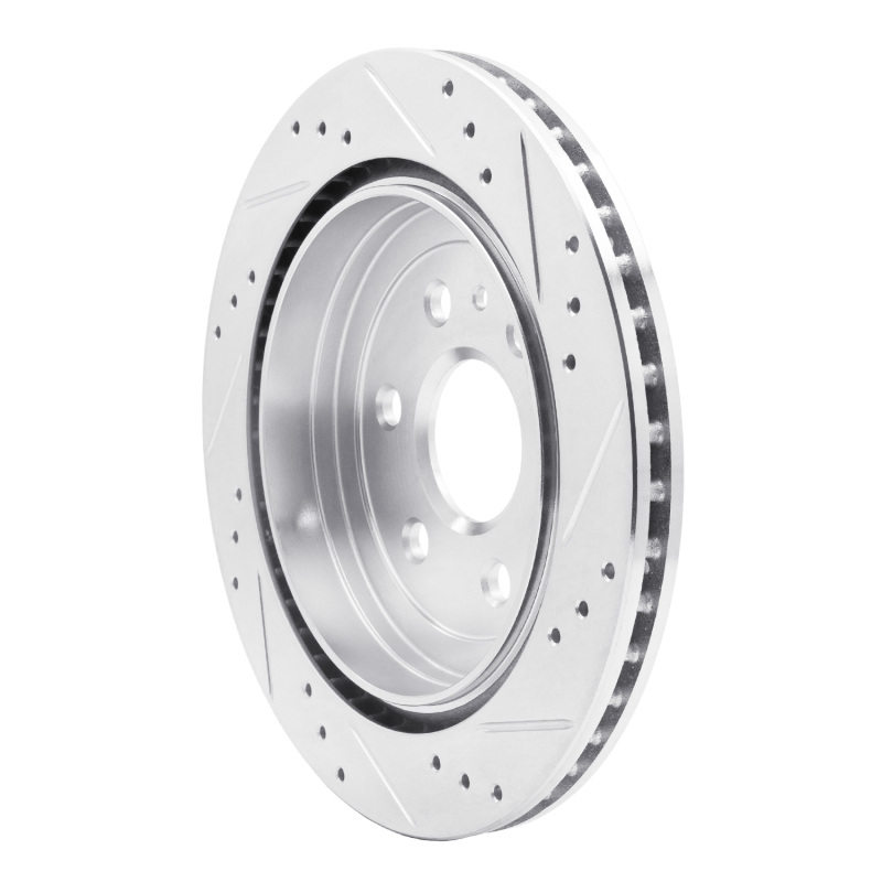 Picture of RNC Brake Rotor - Drill & Slot - R1 10-16 Cadillac SRX Rear Left Drilled & Slotted Silver Brake Rotor rnc631-46045L