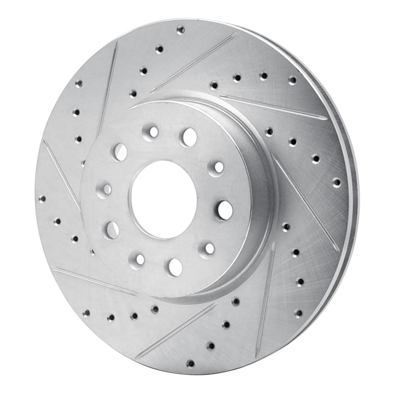 Picture of RNC Brake Rotor - Drill & Slot - R1 16-25 Cadillac CT5 Front Left Drilled & Slotted Silver Brake Rotor rnc631-47055L