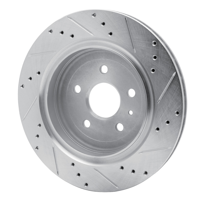 Picture of RNC Brake Rotor - Drill & Slot - R1 16-24 Cadillac ATS Rear Left Drilled & Slotted Silver Brake Rotor rnc631-47074L