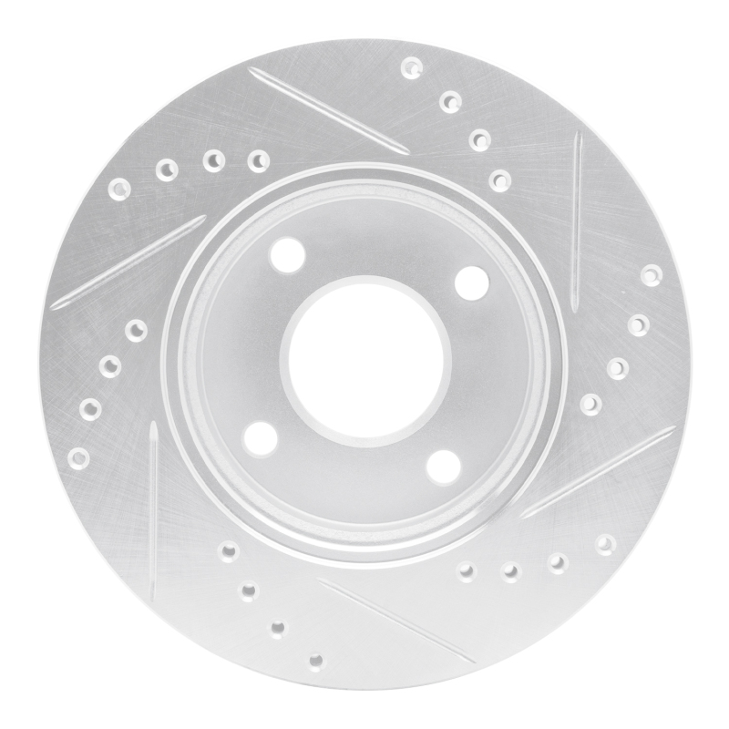 Picture of RNC Brake Rotor - Drill & Slot - R1 00-15 Ford Ikon (Mexico / Made In Brazil) Front Left Drilled & Slotted Silver Brake Rotor rnc631-54045L