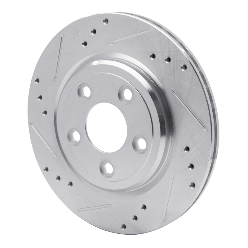 Picture of RNC Brake Rotor - Drill & Slot - R1 00-06 Ford Thunderbird Rear Left Drilled & Slotted Silver Brake Rotor rnc631-54046L