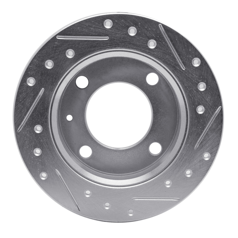 Picture of RNC Brake Rotor - Drill & Slot - R1 78-80 Ford Fiesta (USA/Canada) Front Left Drilled & Slotted Silver Brake Rotor rnc631-54048L