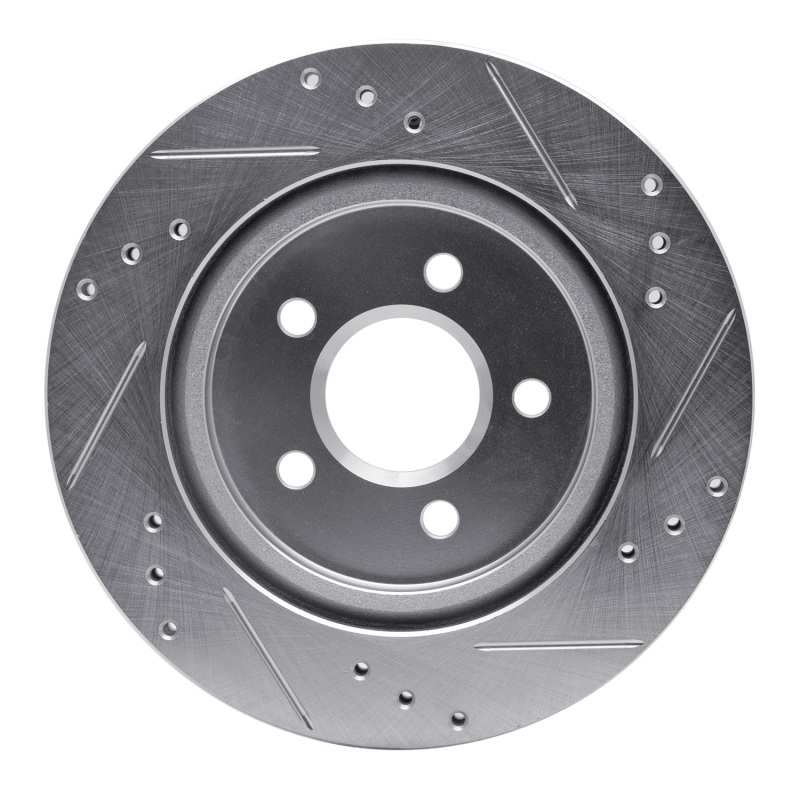 Picture of RNC Brake Rotor - Drill & Slot - R1 00-06 Ford Thunderbird Rear Left Drilled & Slotted Silver Brake Rotor rnc631-54046L