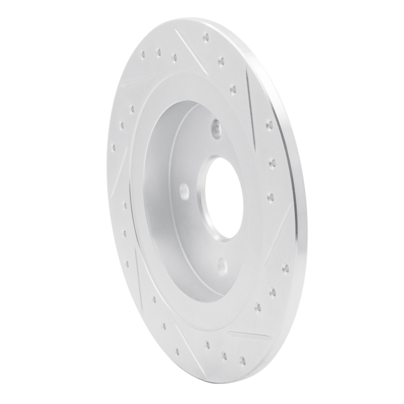 Picture of RNC Brake Rotor - Drill & Slot - R1 02-04 Ford Focus Rear Left Drilled & Slotted Silver Brake Rotor rnc631-54051L