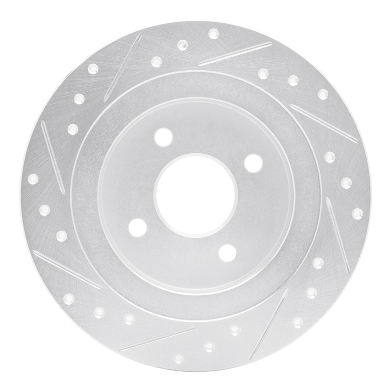 Picture of RNC Brake Rotor - Drill & Slot - R1 02-04 Ford Focus Rear Right Drilled & Slotted Silver Brake Rotor rnc631-54051R