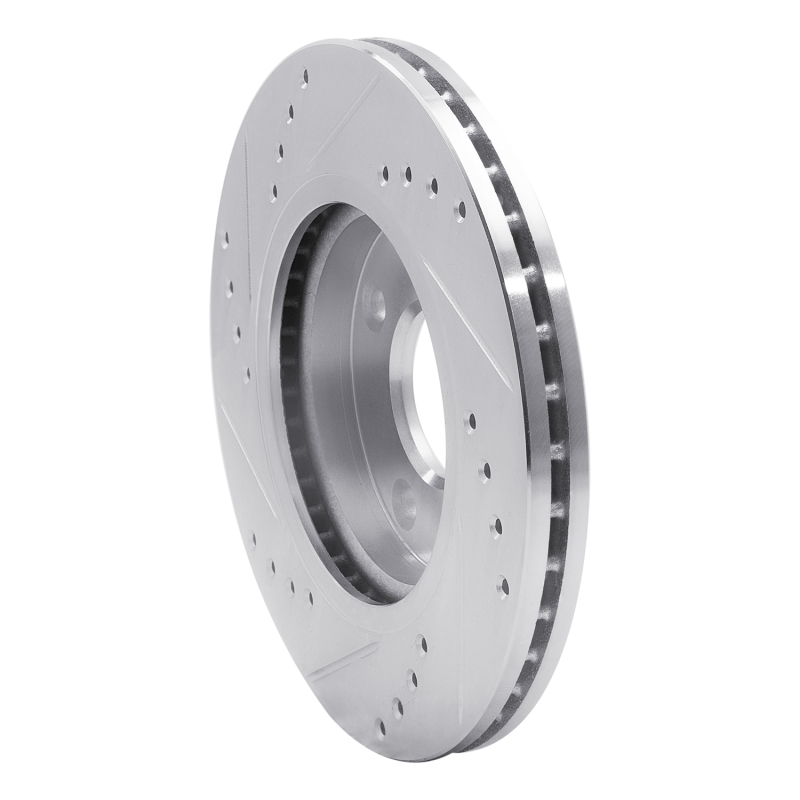 Picture of RNC Brake Rotor - Drill & Slot - R1 11-19 Ford Fiesta (USA/Canada) Front Right Drilled & Slotted Silver Brake Rotor rnc631-54063R