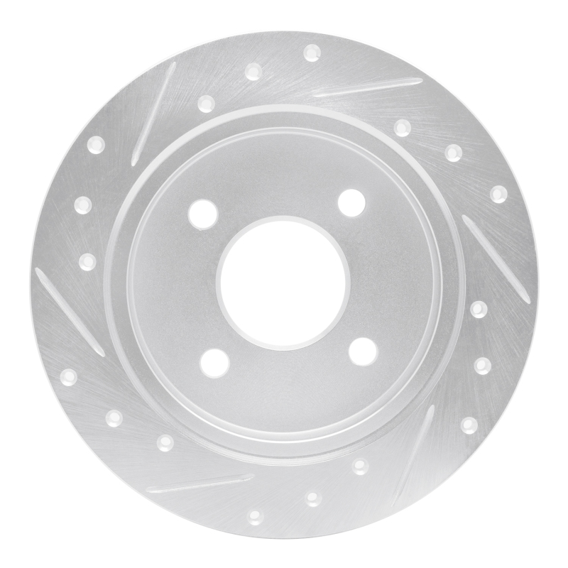 Picture of RNC Brake Rotor - Drill & Slot - R1 01-19 Ford Fiesta (USA/Canada) Rear Right Drilled & Slotted Silver Brake Rotor rnc631-54049R