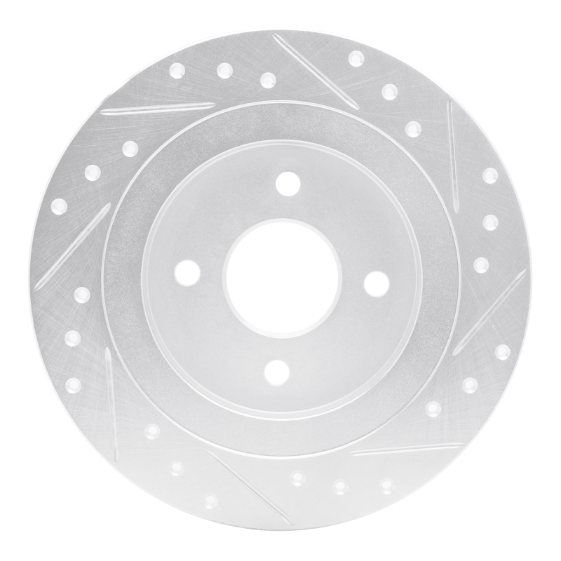 Picture of RNC Brake Rotor - Drill & Slot - R1 02-04 Ford Focus Rear Left Drilled & Slotted Silver Brake Rotor rnc631-54051L