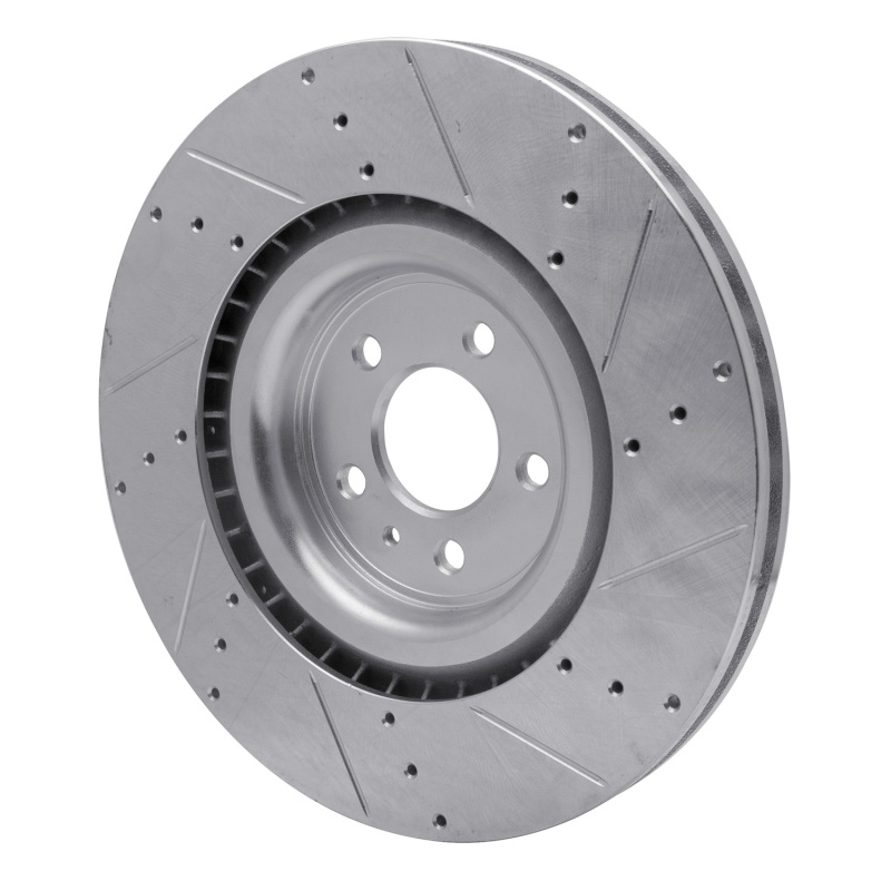 Picture of RNC Brake Rotor - Drill & Slot - R1 13-14 Ford Mustang Front Left Drilled & Slotted Silver Brake Rotor rnc631-54071L
