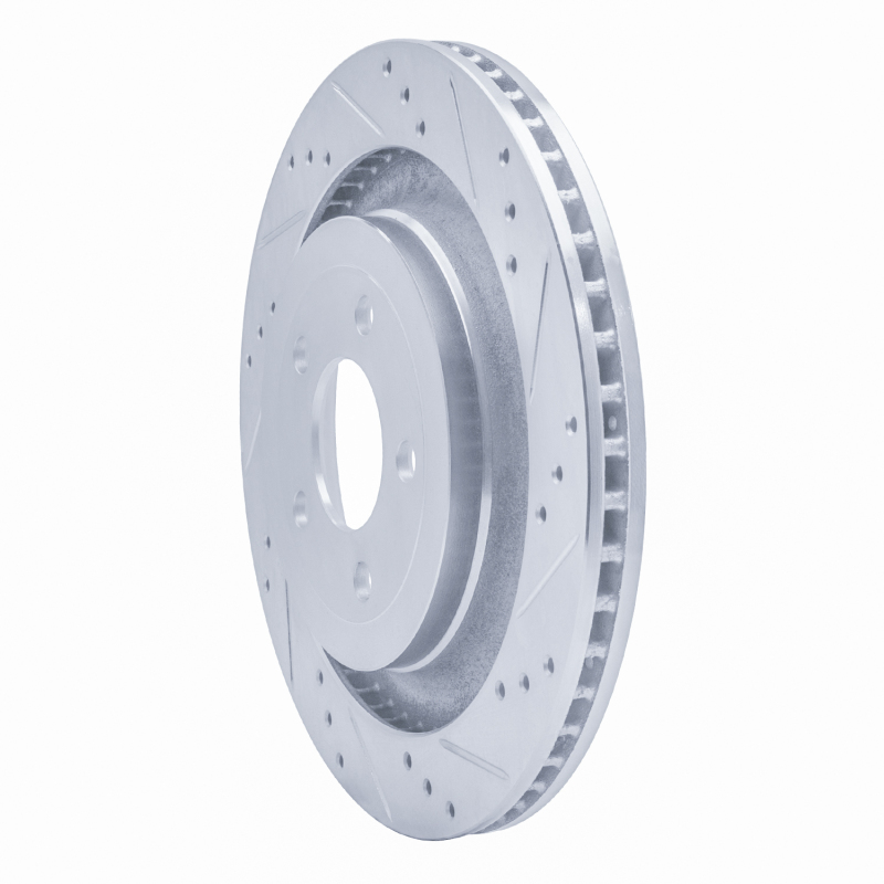 Picture of RNC Brake Rotor - Drill & Slot - R1 15-23 Ford Mustang Rear Right Drilled & Slotted Silver Brake Rotor rnc631-54074R