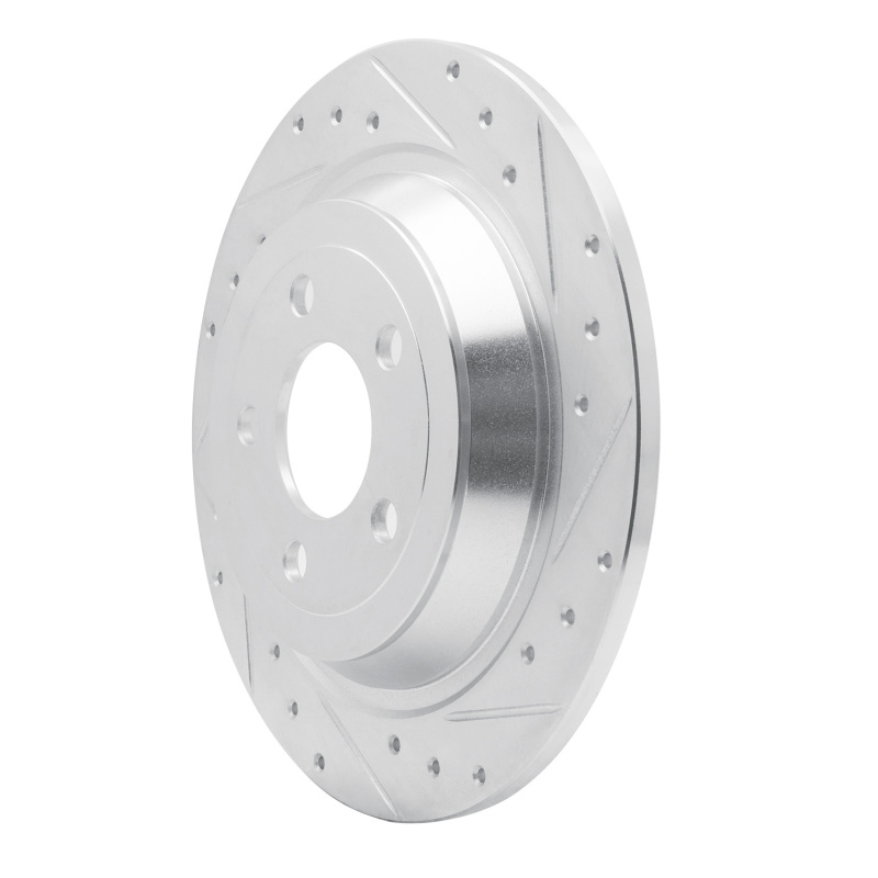 Picture of RNC Brake Rotor - Drill & Slot - R1 15-23 Ford Mustang Rear Right Drilled & Slotted Silver Brake Rotor rnc631-54076R