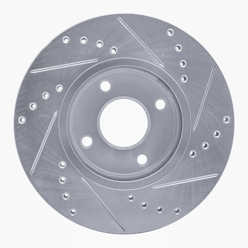 Picture of RNC Brake Rotor - Drill & Slot - R1 14-23 Ford Fiesta (USA/Canada) Front Left Drilled & Slotted Silver Brake Rotor rnc631-54075L