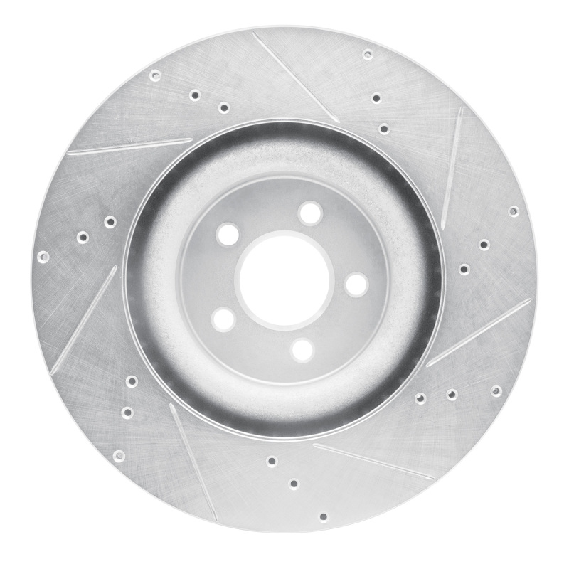 Picture of RNC Brake Rotor - Drill & Slot - R1 15-23 Ford Mustang Front Left Drilled & Slotted Silver Brake Rotor rnc631-54079L