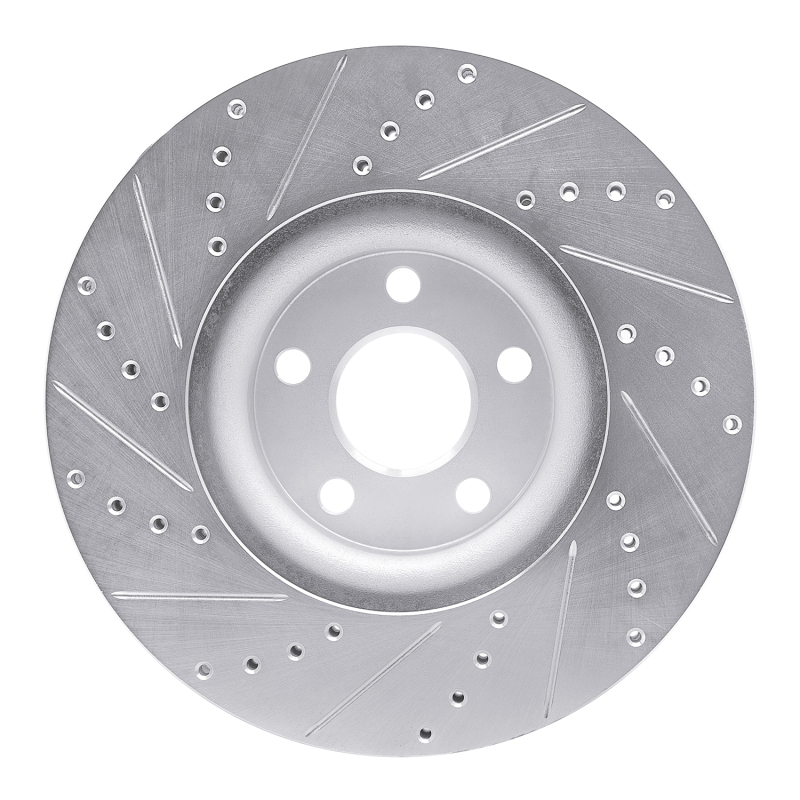 Picture of RNC Brake Rotor - Drill & Slot - R1 17-20 Lincoln MKZ Front Right Drilled & Slotted Silver Brake Rotor rnc631-54264R