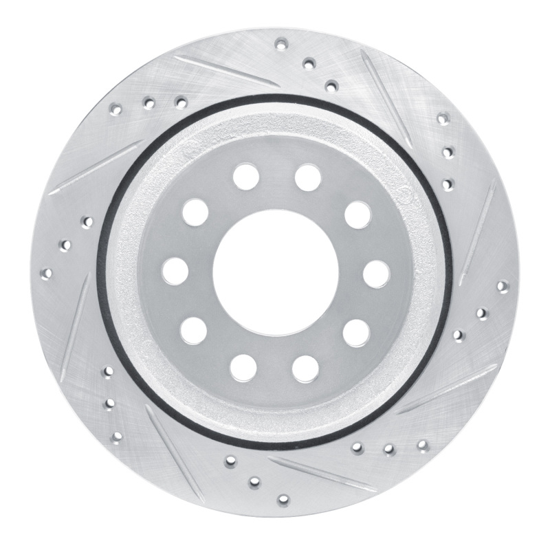Picture of RNC Brake Rotor - Drill & Slot - R1 03-11 Lincoln Town Car Rear Right Drilled & Slotted Silver Brake Rotor rnc631-55003R