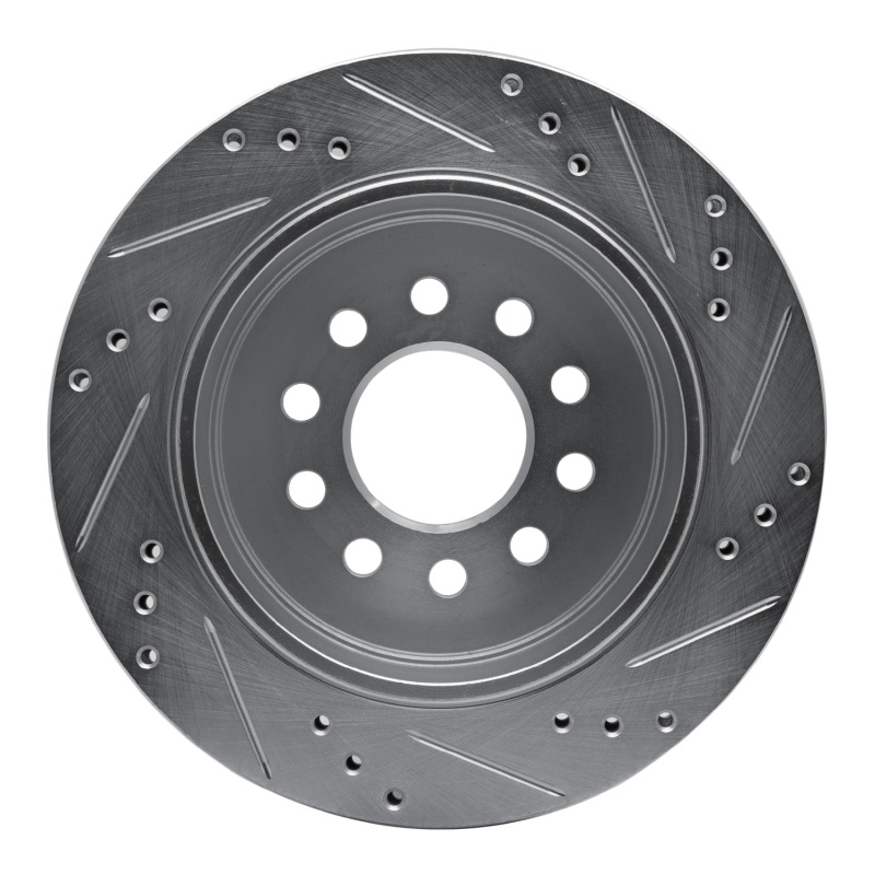 Picture of RNC Brake Rotor - Drill & Slot - R1 03-11 Lincoln Town Car Rear Left Drilled & Slotted Silver Brake Rotor rnc631-55003L