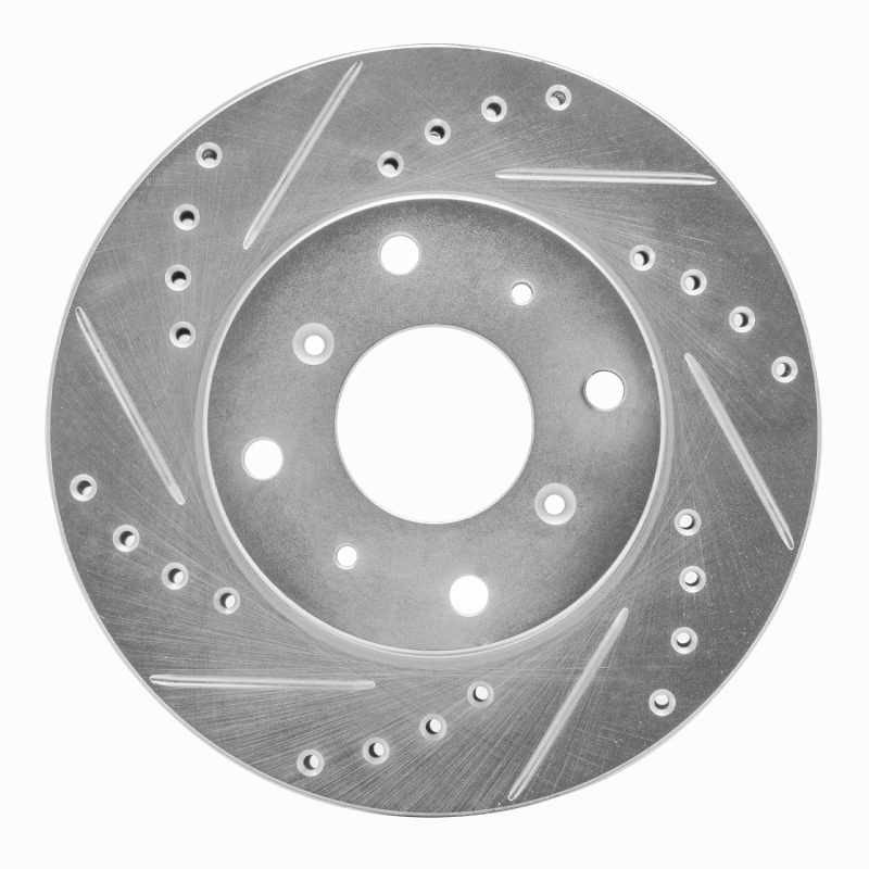 Picture of RNC Brake Rotor - Drill & Slot - R1 86-87 Acura Legend Front Left Drilled & Slotted Silver Brake Rotor rnc631-58001L