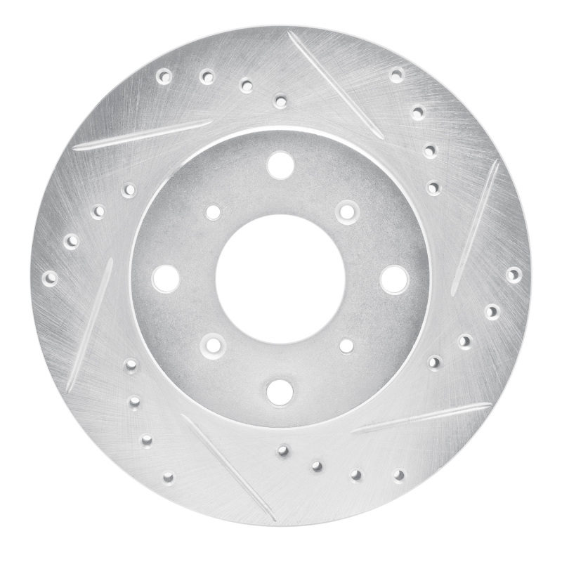 Picture of RNC Brake Rotor - Drill & Slot - R1 86-87 Acura Legend Front Right Drilled & Slotted Silver Brake Rotor rnc631-58001R