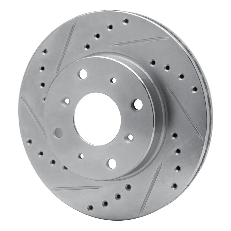 Picture of RNC Brake Rotor - Drill & Slot - R1 86-87 Acura Legend Front Left Drilled & Slotted Silver Brake Rotor rnc631-58001L