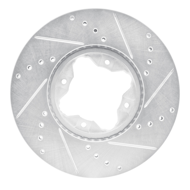 Picture of RNC Brake Rotor - Drill & Slot - R1 92-98 Acura Vigor Front Left Drilled & Slotted Silver Brake Rotor rnc631-58006L