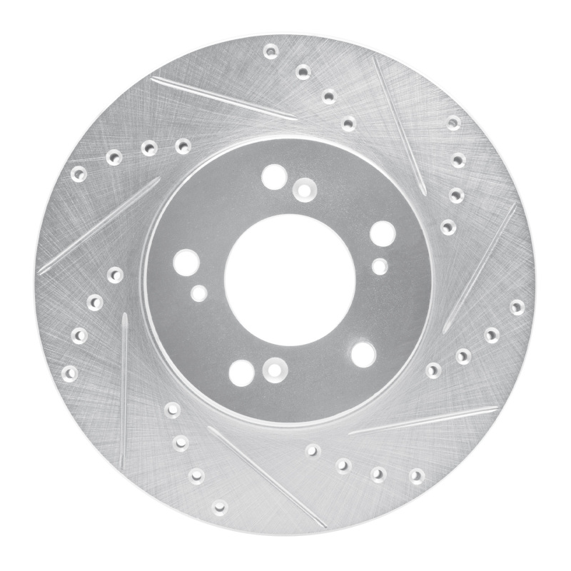 Picture of RNC Brake Rotor - Drill & Slot - R1 93-95 Acura Legend Front Right Drilled & Slotted Silver Brake Rotor rnc631-58008R
