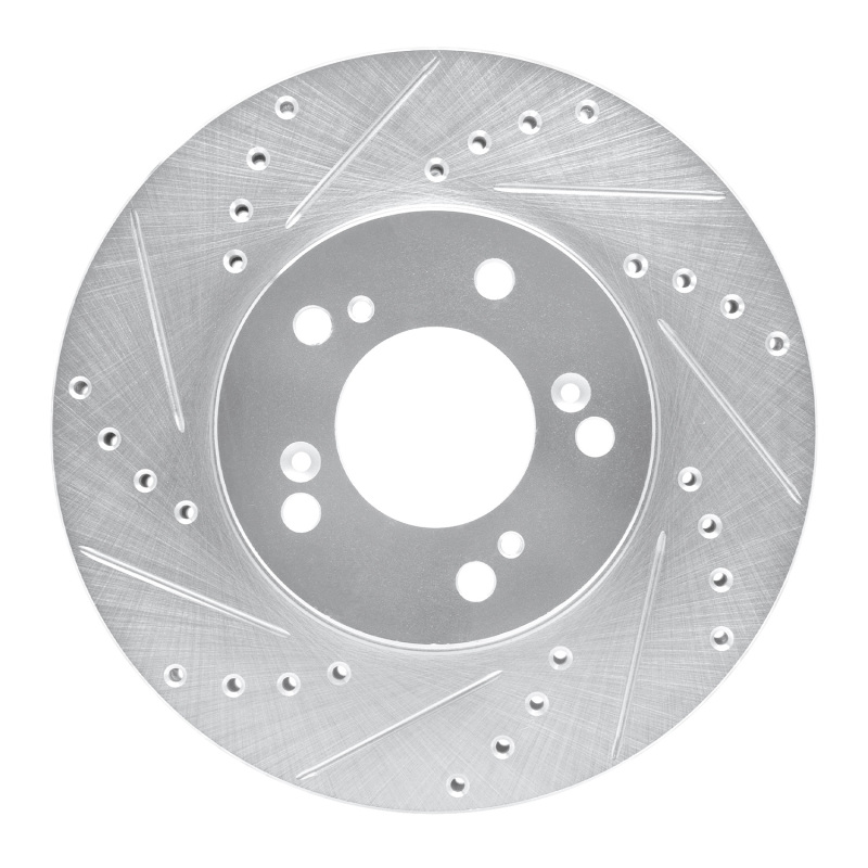 Picture of RNC Brake Rotor - Drill & Slot - R1 93-95 Acura Legend Front Left Drilled & Slotted Silver Brake Rotor rnc631-58008L