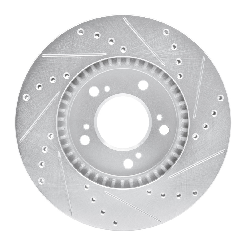 Picture of RNC Brake Rotor - Drill & Slot - R1 93-95 Acura Legend Front Left Drilled & Slotted Silver Brake Rotor rnc631-58008L