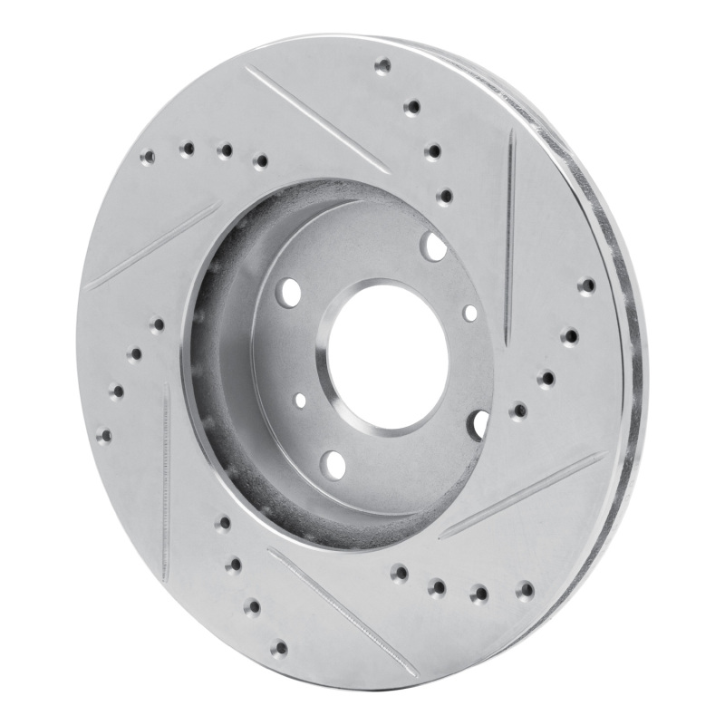 Picture of RNC Brake Rotor - Drill & Slot - R1 98-99 Acura CL Front Left Drilled & Slotted Silver Brake Rotor rnc631-58010L