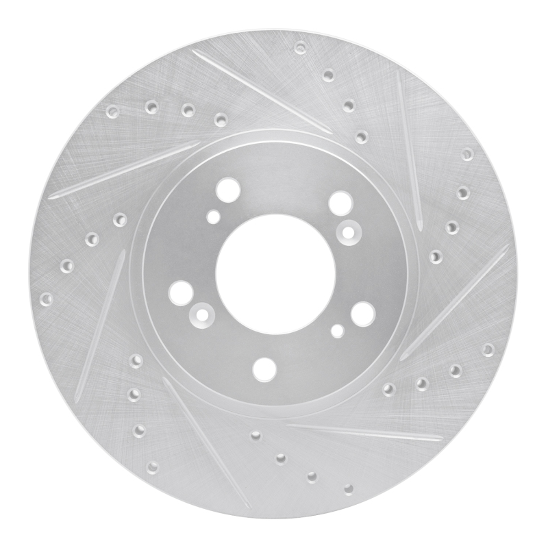 Picture of RNC Brake Rotor - Drill & Slot - R1 99-04 Acura RL Front Right Drilled & Slotted Silver Brake Rotor rnc631-58015R