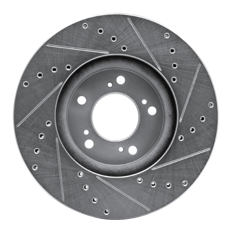 Picture of RNC Brake Rotor - Drill & Slot - R1 99-04 Acura RL Front Left Drilled & Slotted Silver Brake Rotor rnc631-58015L