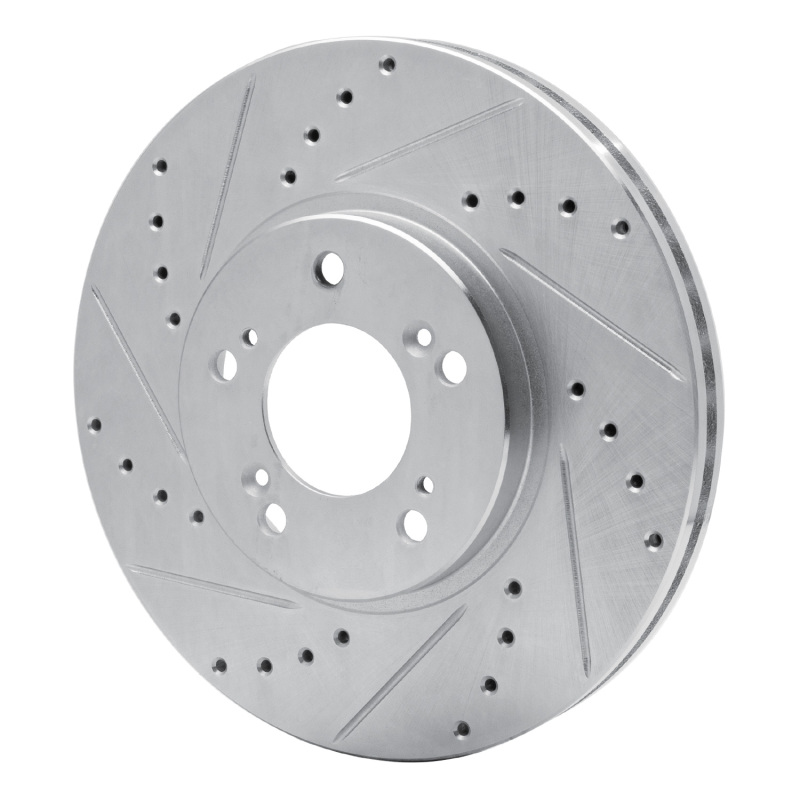 Picture of RNC Brake Rotor - Drill & Slot - R1 99-04 Acura RL Front Left Drilled & Slotted Silver Brake Rotor rnc631-58015L