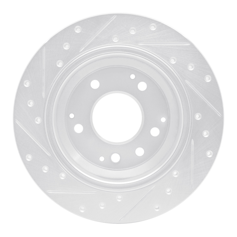 Picture of RNC Brake Rotor - Drill & Slot - R1 99-01 Acura RL Rear Right Drilled & Slotted Silver Brake Rotor rnc631-58016R