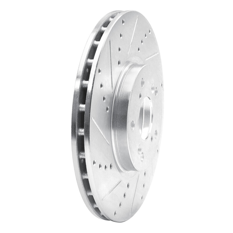 Picture of RNC Brake Rotor - Drill & Slot - R1 04-08 Acura TL Front Left Drilled & Slotted Silver Brake Rotor rnc631-58020L