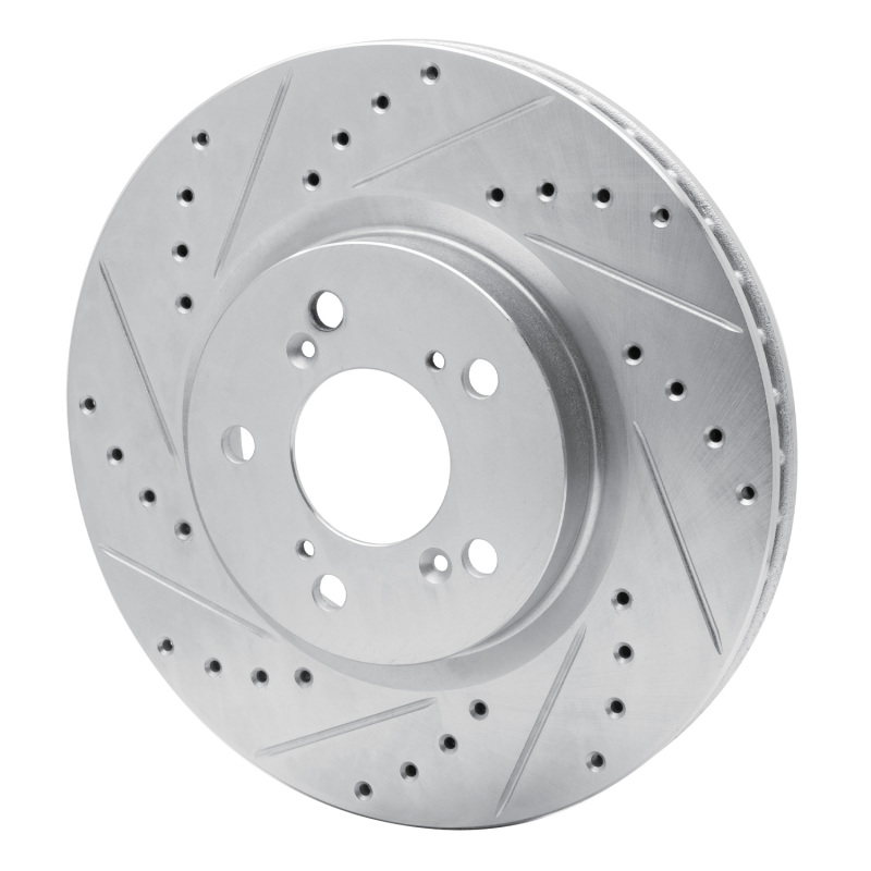 Picture of RNC Brake Rotor - Drill & Slot - R1 05-12 Acura RL Front Left Drilled & Slotted Silver Brake Rotor rnc631-58021L
