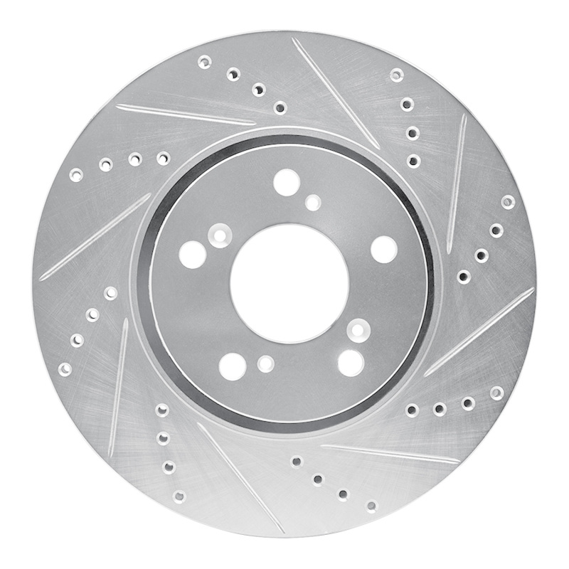 Picture of RNC Brake Rotor - Drill & Slot - R1 14-20 Acura RLX Front Right Drilled & Slotted Silver Brake Rotor rnc631-58025R