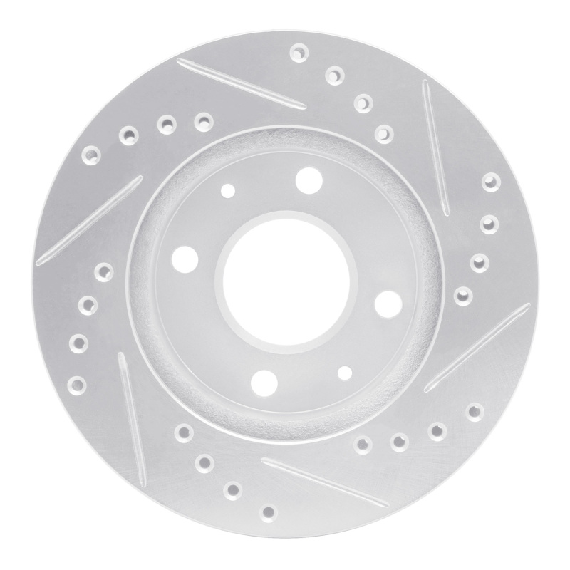 Picture of RNC Brake Rotor - Drill & Slot - R1 83-87 Honda Prelude Front Left Drilled & Slotted Silver Brake Rotor rnc631-59003L