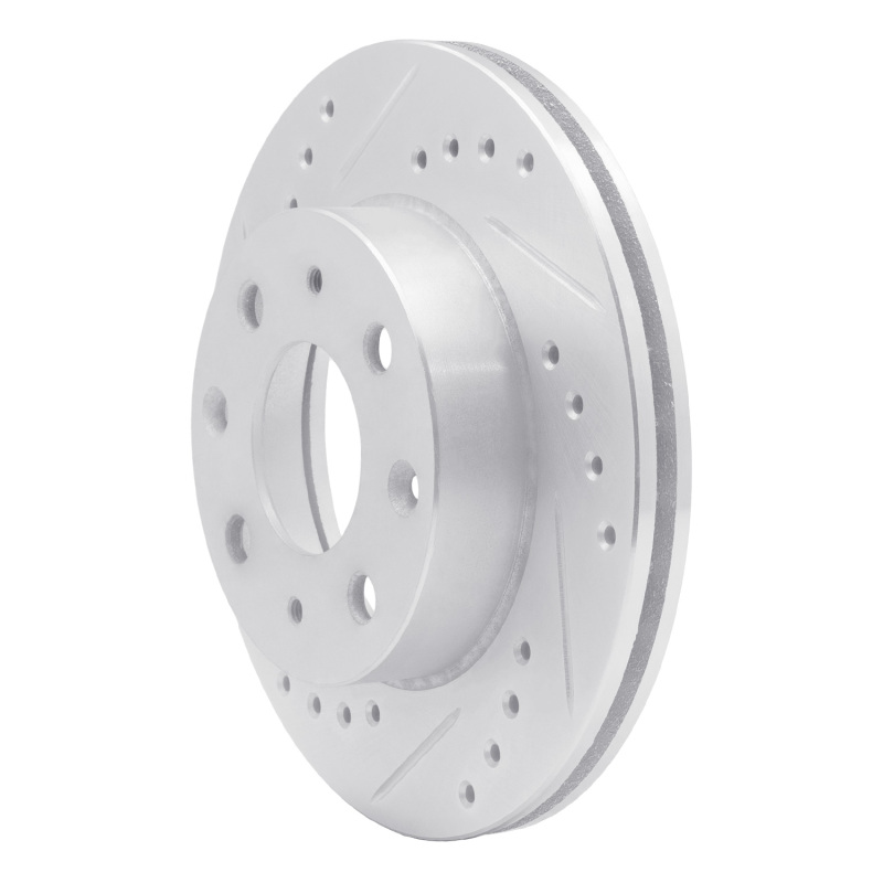 Picture of RNC Brake Rotor - Drill & Slot - R1 82-83 Honda Accord Sedan Front Left Drilled & Slotted Silver Brake Rotor rnc631-59004L