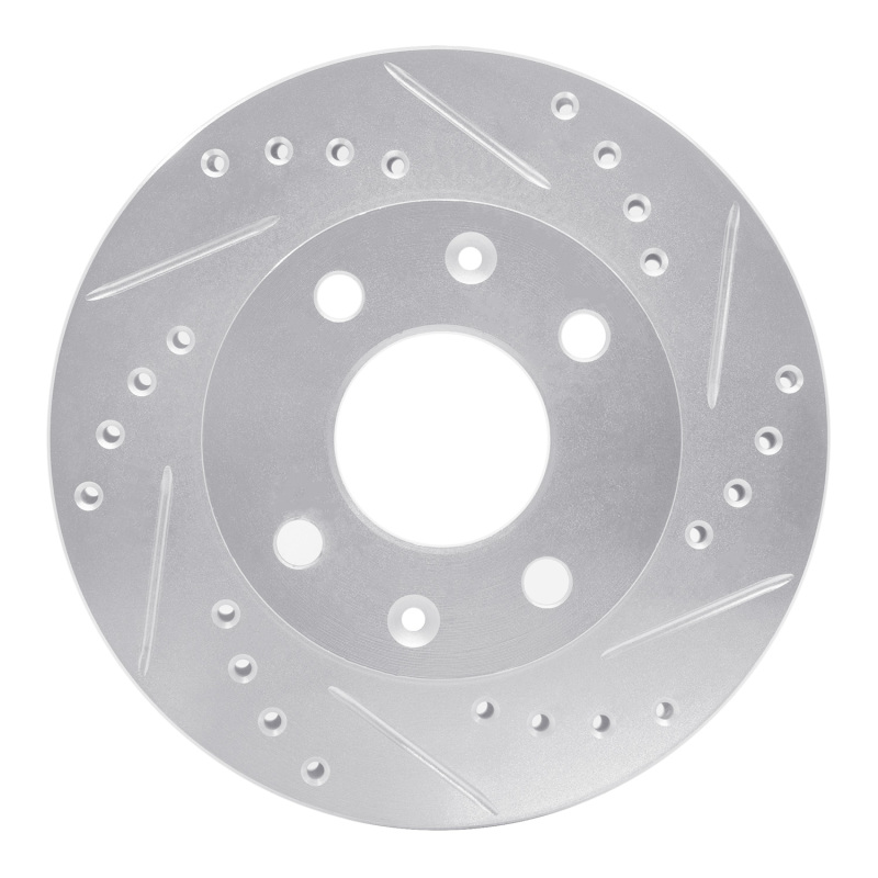 Picture of RNC Brake Rotor - Drill & Slot - R1 83-87 Honda Prelude Front Right Drilled & Slotted Silver Brake Rotor rnc631-59003R