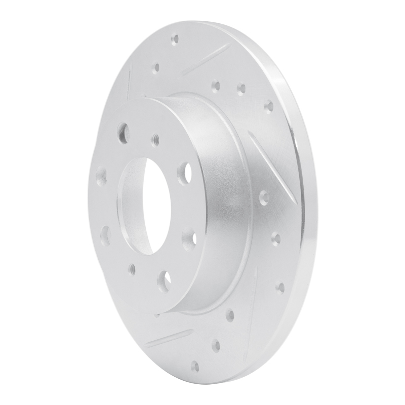 Picture of RNC Brake Rotor - Drill & Slot - R1 84-87 Honda Civic Hatchback Front Left Drilled & Slotted Silver Brake Rotor rnc631-59009L