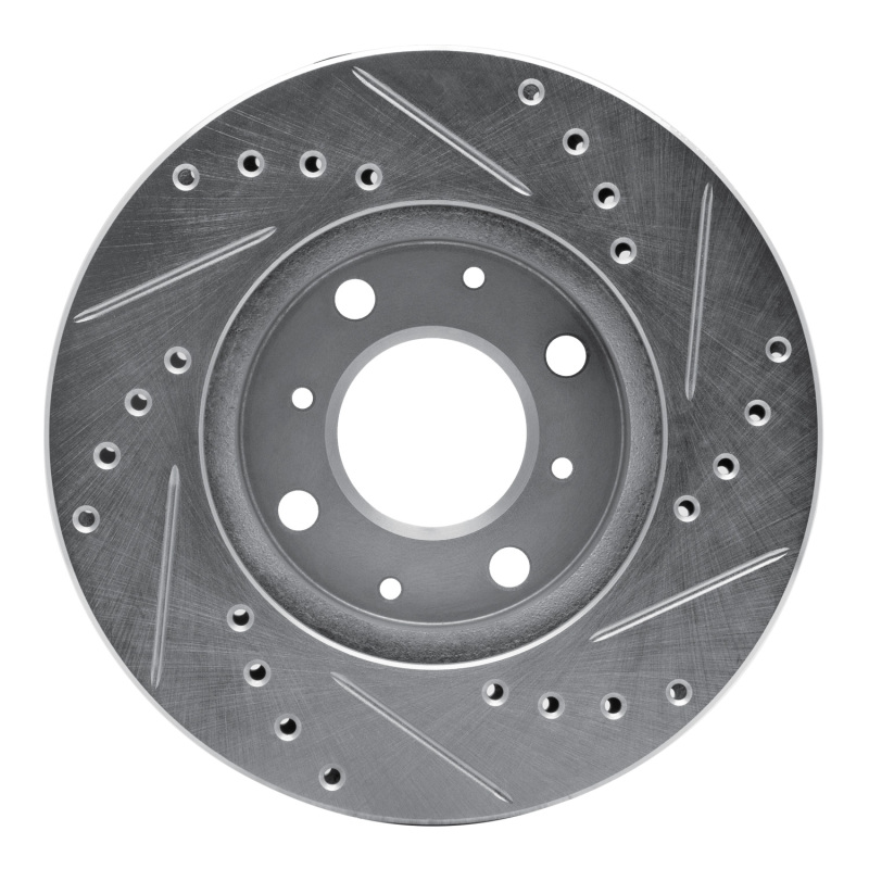 Picture of RNC Brake Rotor - Drill & Slot - R1 86-91 Acura Integra Front Left Drilled & Slotted Silver Brake Rotor rnc631-59012L