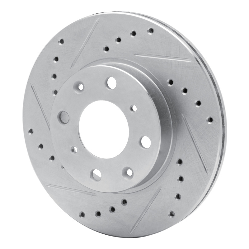 Picture of RNC Brake Rotor - Drill & Slot - R1 86-91 Acura Integra Front Left Drilled & Slotted Silver Brake Rotor rnc631-59012L