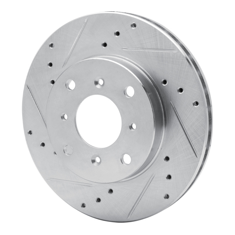 Picture of RNC Brake Rotor - Drill & Slot - R1 92-96 Honda Prelude Front Left Drilled & Slotted Silver Brake Rotor rnc631-59021L