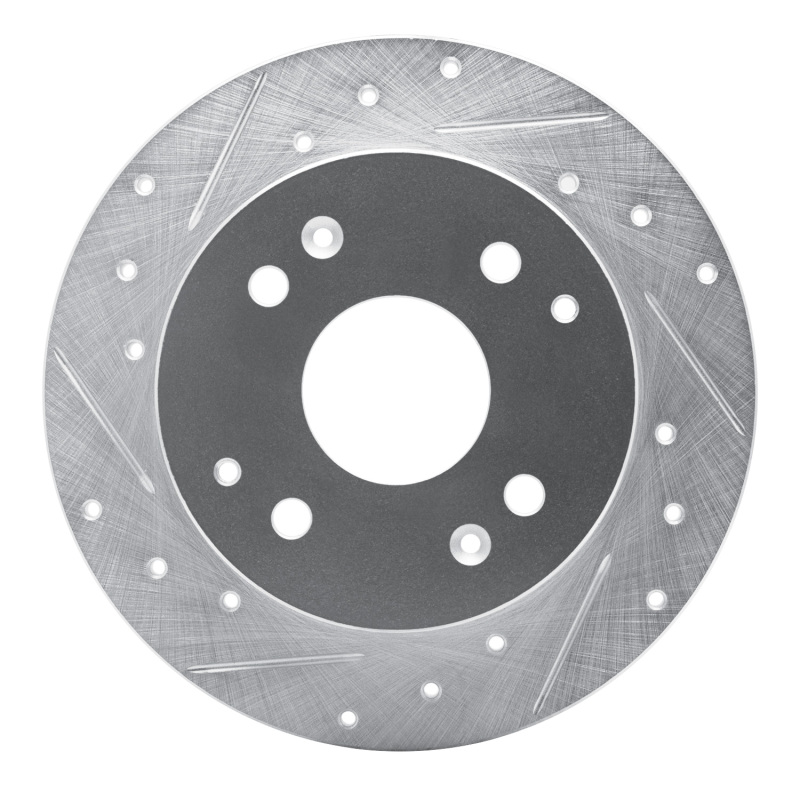 Picture of RNC Brake Rotor - Drill & Slot - R1 98-02 Acura CL Rear Left Drilled & Slotted Silver Brake Rotor rnc631-59025L