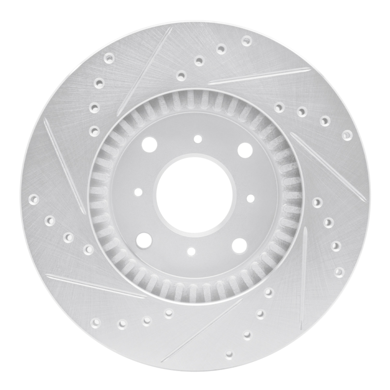 Picture of RNC Brake Rotor - Drill & Slot - R1 92-96 Honda Prelude Front Right Drilled & Slotted Silver Brake Rotor rnc631-59022R
