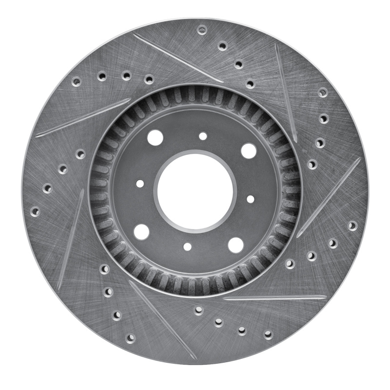 Picture of RNC Brake Rotor - Drill & Slot - R1 92-96 Honda Prelude Front Left Drilled & Slotted Silver Brake Rotor rnc631-59022L