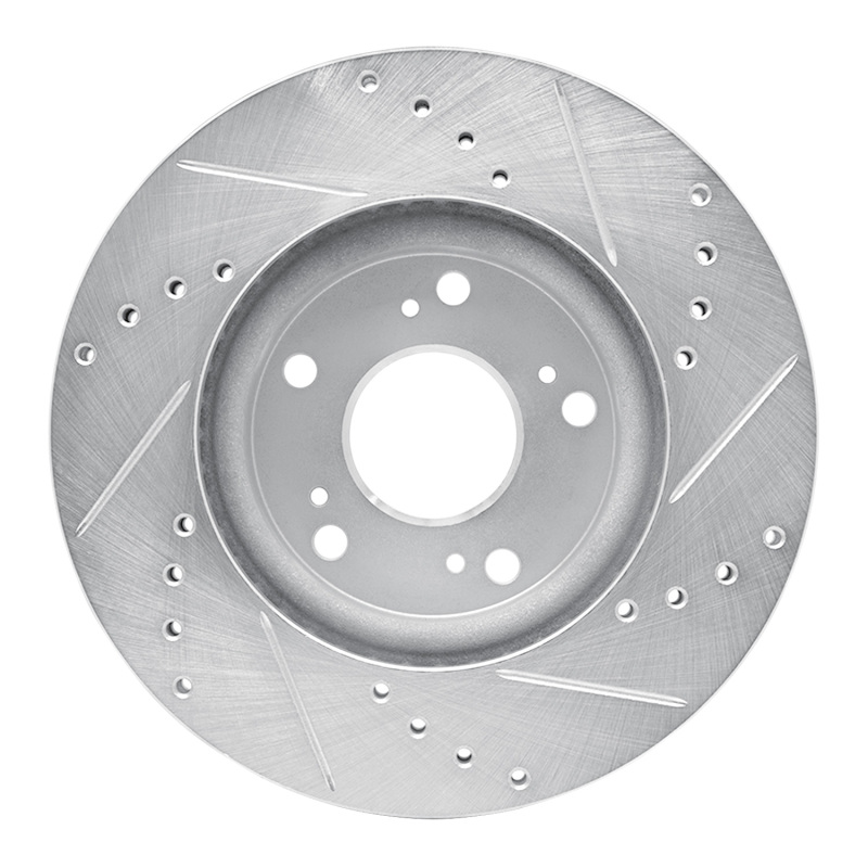 Picture of RNC Brake Rotor - Drill & Slot - R1 03-17 Acura ILX Front Left Drilled & Slotted Silver Brake Rotor rnc631-59034L