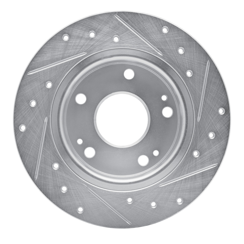 Picture of RNC Brake Rotor - Drill & Slot - R1 16-25 Honda Civic Hatchback Rear Left Drilled & Slotted Silver Brake Rotor rnc631-59059L