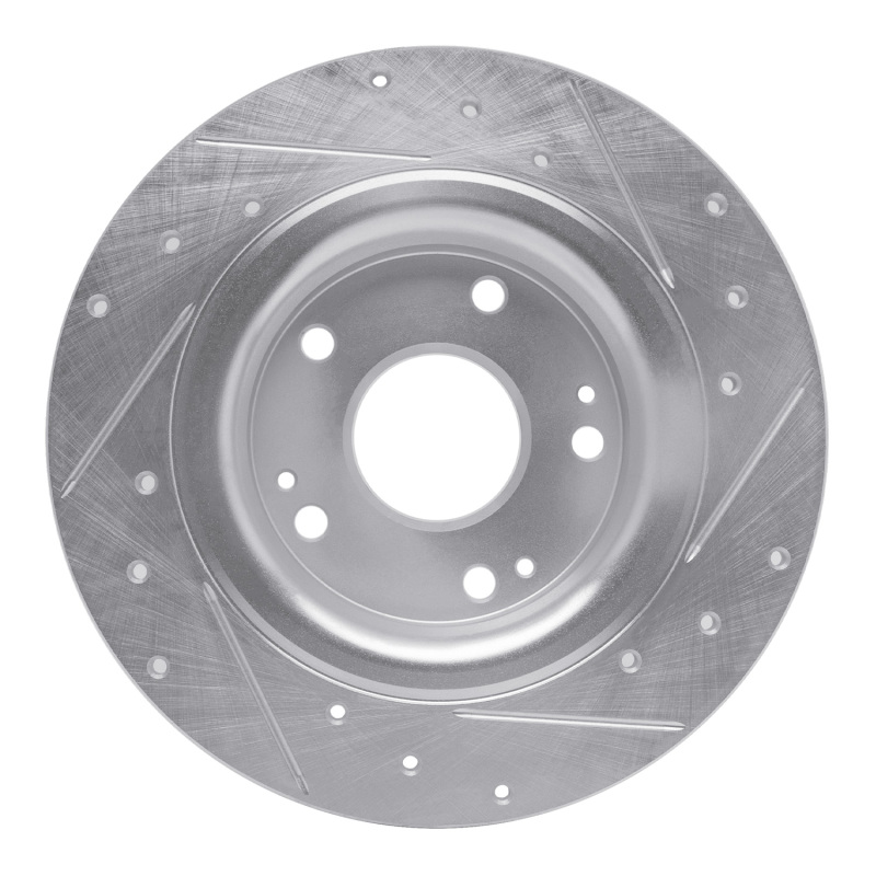 Picture of RNC Brake Rotor - Drill & Slot - R1 17-20 Honda Civic Coupe Rear Left Drilled & Slotted Silver Brake Rotor rnc631-59068L