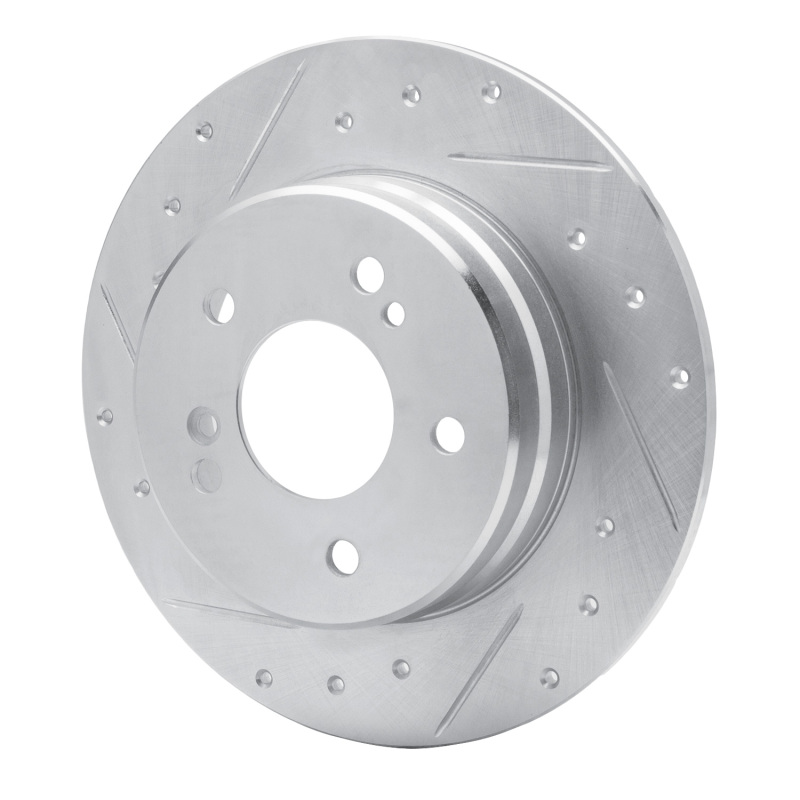 Picture of RNC Brake Rotor - Drill & Slot - R1 87-15 Chrysler Crossfire Rear Left Drilled & Slotted Silver Brake Rotor rnc631-63013L